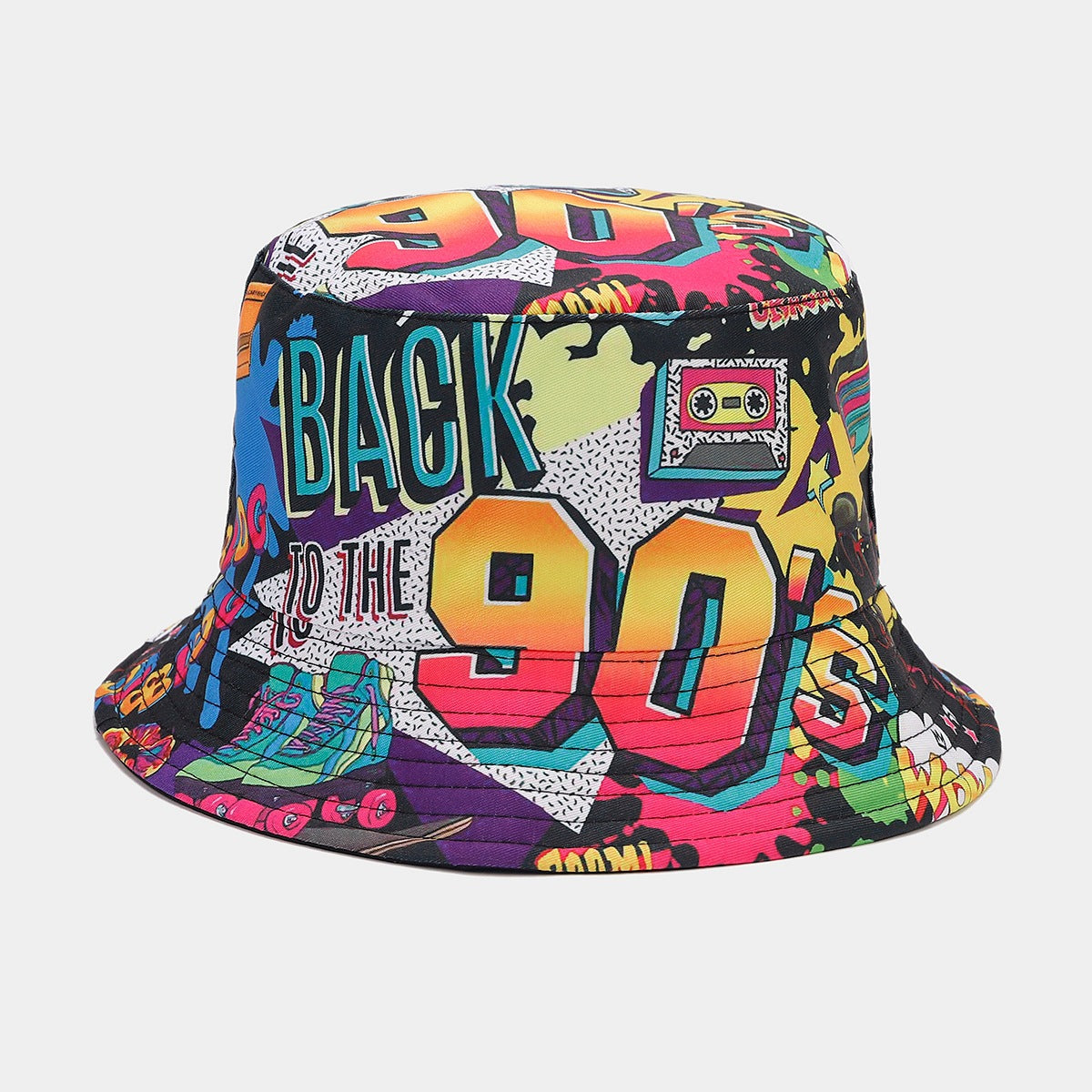 Wholesale  classic 80 90party fisherman hat men's and women's fashion positioning graffiti double-sided basin hat tide
